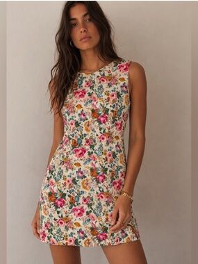 Doen Adele Floral Cotton Minidress in Liberty Rose Romance
